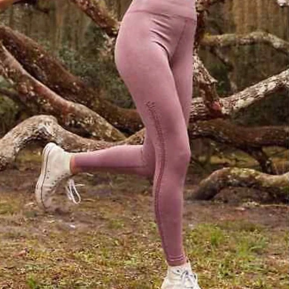 AERIE OFFLINE HI RISE 7 8 SIDE BRAIDED HEATHERED MAUVE LEGGINGS SIZE M NWT